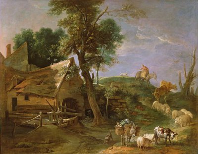 Landscape with Watermill by Jean Baptiste Oudry